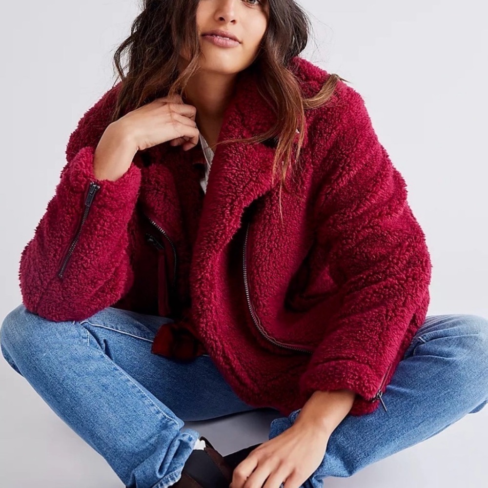 We The Free Burgundy Teddy Jacket